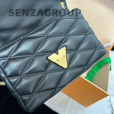 Louis Vuitton MM Black Lambskin Gold Buckle Chain Shoulder Handbag