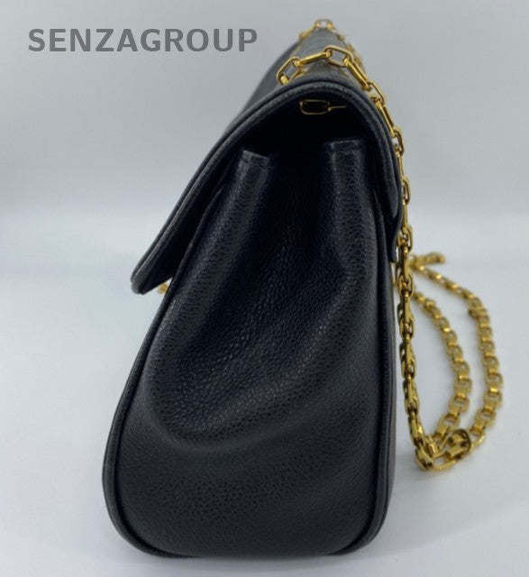 Louis Vuitton Germain Chain Monogram Shoulder Bag Black Gold Women Classic
