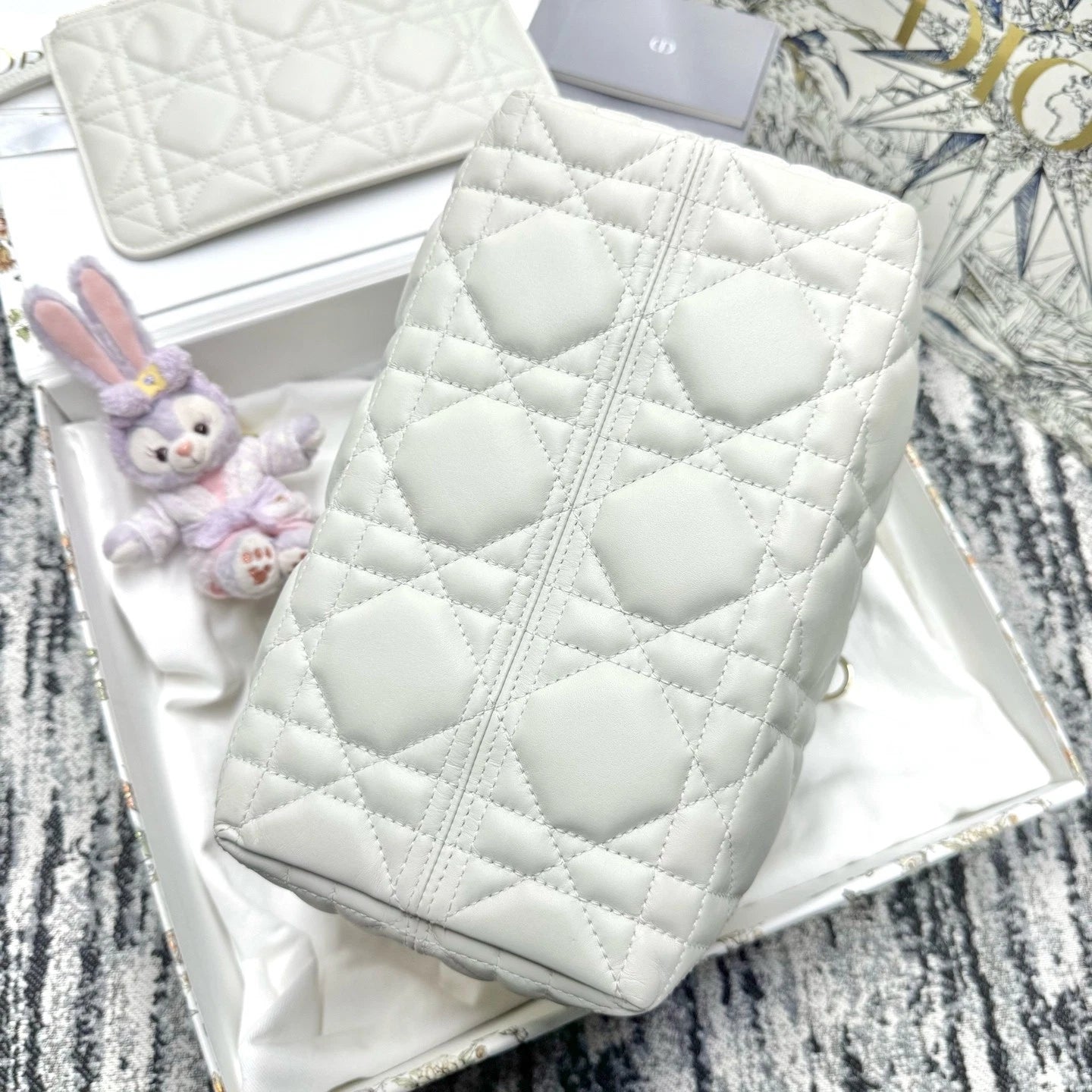 Dior Toujours Small Horizontal White Gold Leather Shoulder Bag For Women