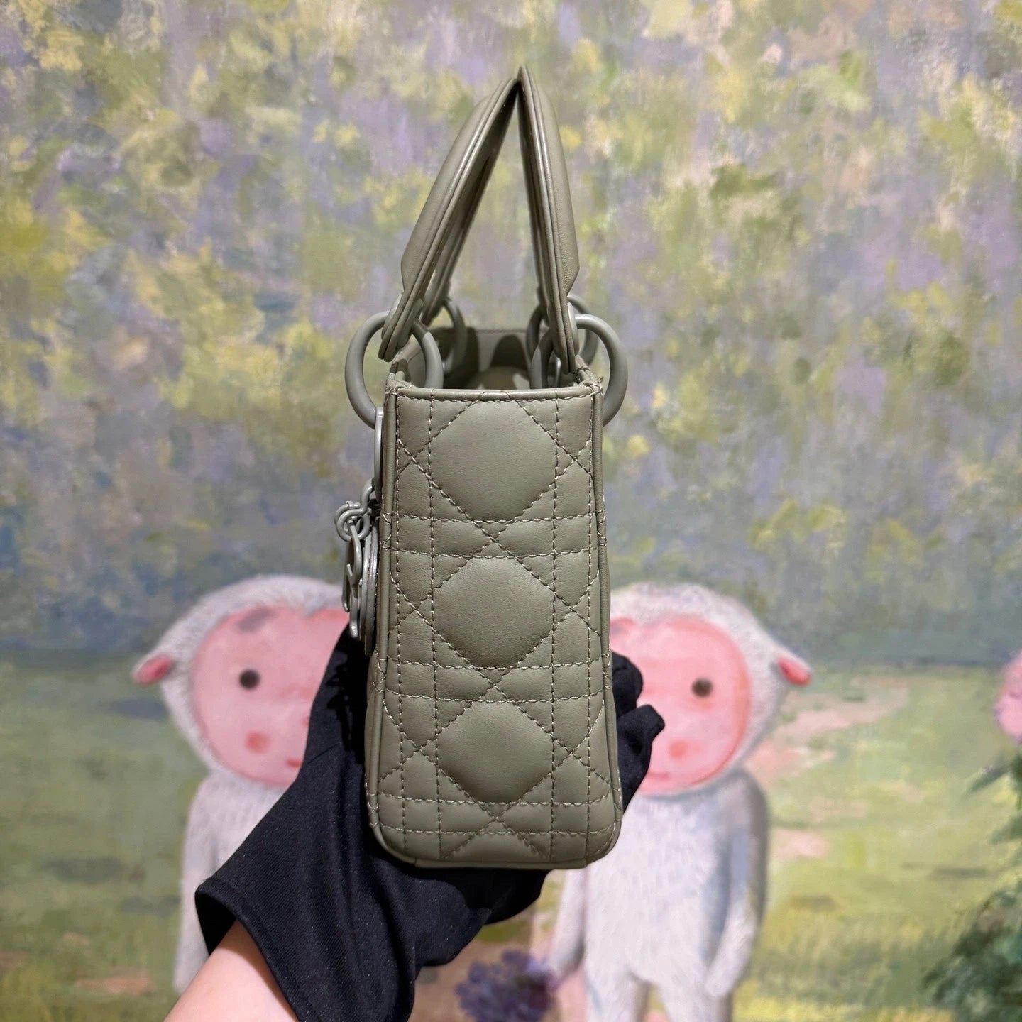Dior Lady Dior Green Top Handle Excellent