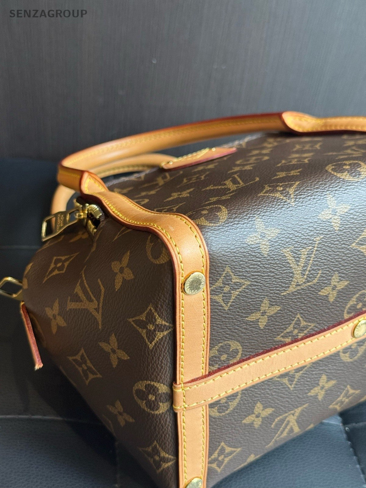 Louis Vuitton Lindy PM Monogram Top Handle Handbag Brown Women