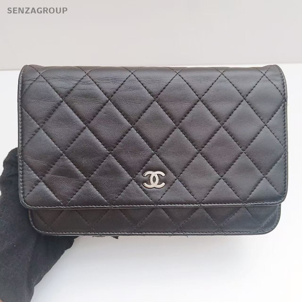 CHANEL Lambskin CC Woc Chain Black Silver Shoulder bag Crossbody Women