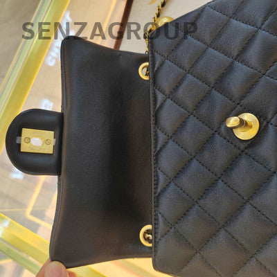 Chanel CF Gold Ball Mini Black Lambskin Shoulder Crossbody Bag Women