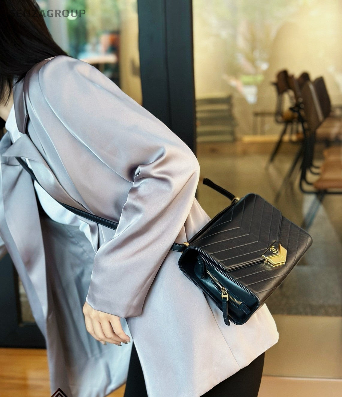 Chanel Envelope Bag Calfskin Shoulder Bag Women Blue