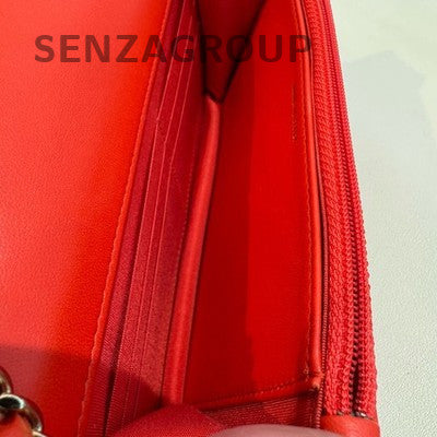 Chanel Trendy CC WOC Red Gold Chevron Lambskin Chain Crossbody Bag