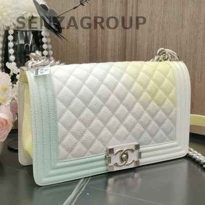 Chanel Le Boy Glitter Silver Hardware Chain Shoulder Crossbody Bag
