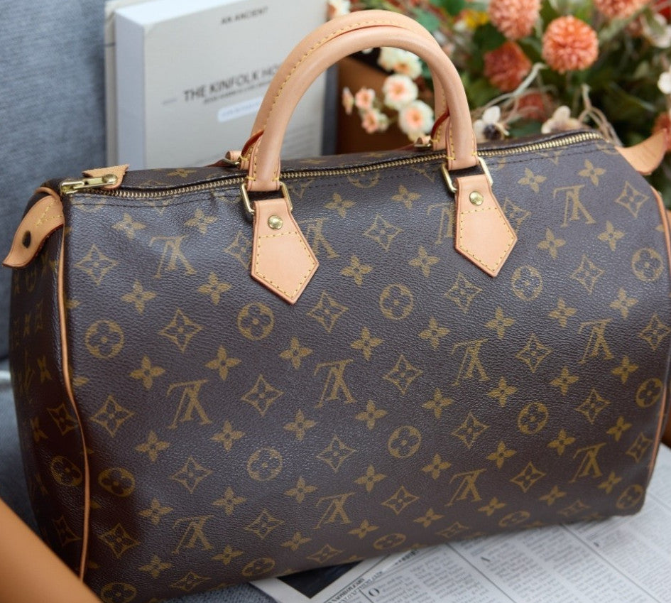 Louis Vuitton Speedy35 Monogram Top Handle Handbag Women Brown