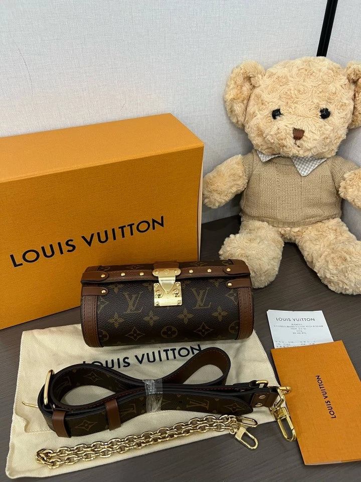 Louis Vuitton Canvas Papillon Chain Shoulder Bag For Women