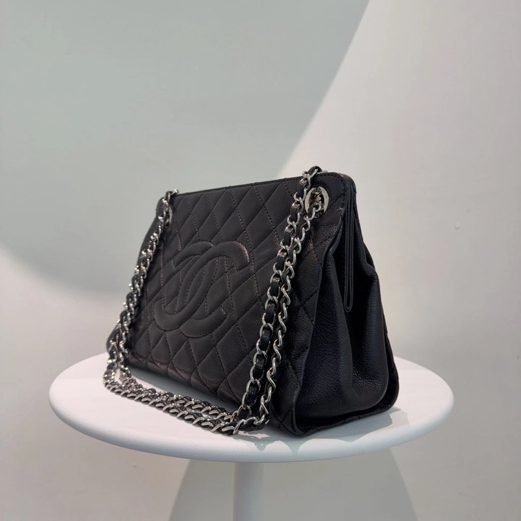 Chanel Caviar Leather Tote Bag Shoulder &amp; Crossbody Bag Black Classic