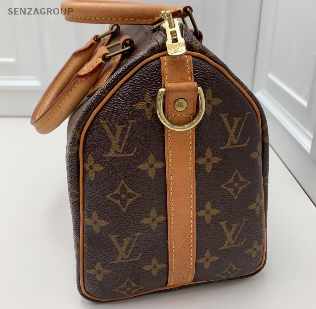 Louis Vuitton Speedy25 Monogram Top Handle Bag Crossbody Brown Women Classic