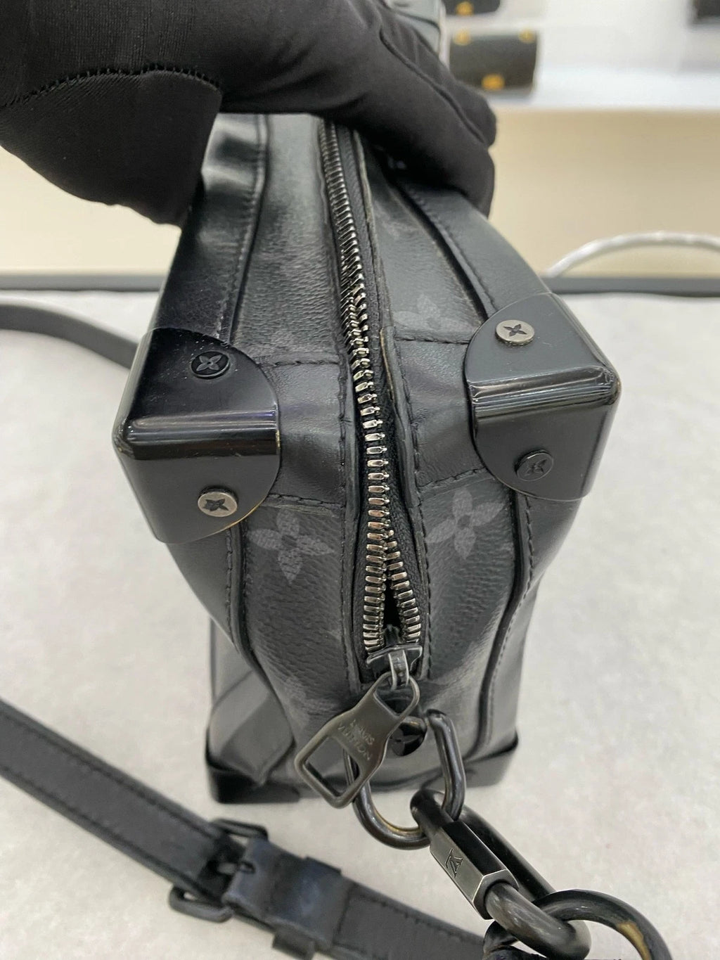 Louis Vuitton Black Canvas Soft Trunk Box Bag For Unisex
