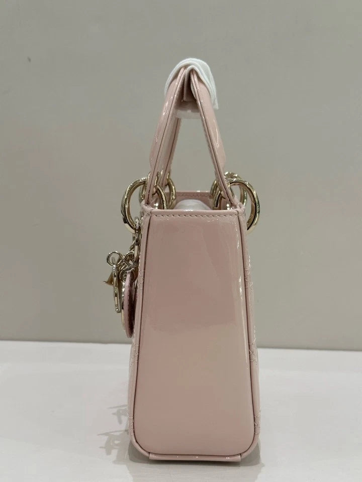 Dior Lady Dior Leather Pink Top Handle Excellent