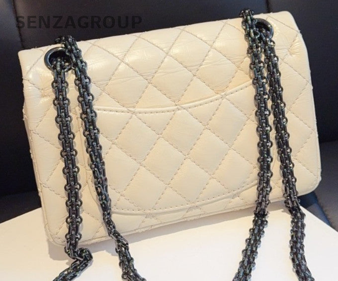 CHANEL 2.55 Chain Shoulder bag Cream White Crossbody Women Almost Brand NEW