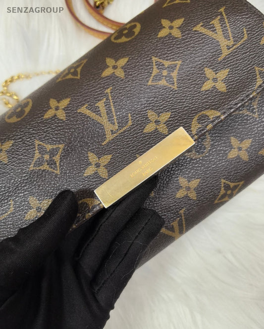 Louis Vuitton Monogram Favorite PM Leather Shoulder Crossbody Bag Women Brown