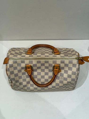 Louis Vuitton Speedy30 White Damier Canvas Top Handle Bag For Women