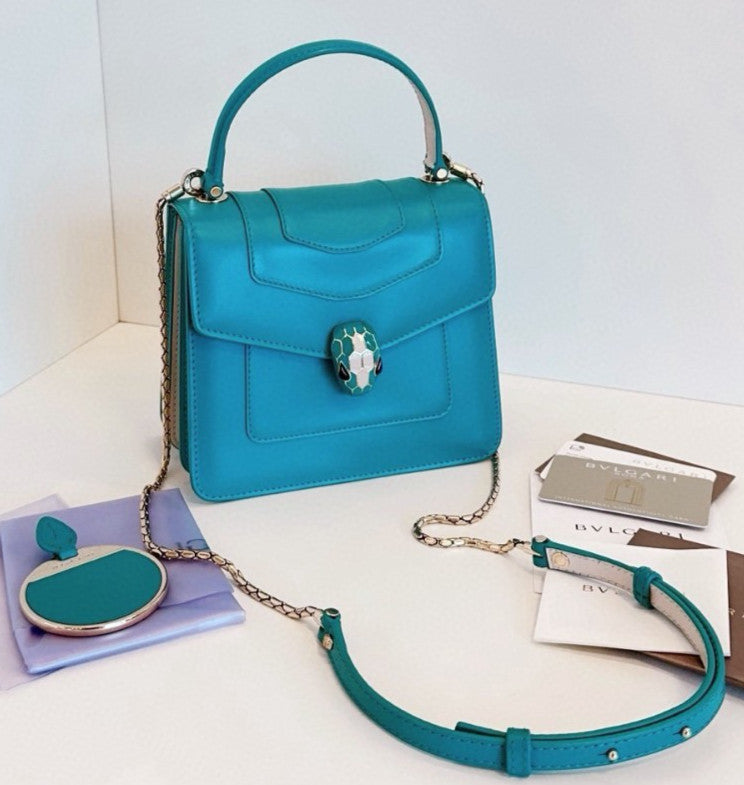 Bvlgari Serpenti Forever Top Handle Peppermint turquoise greenChain Shoulder bag