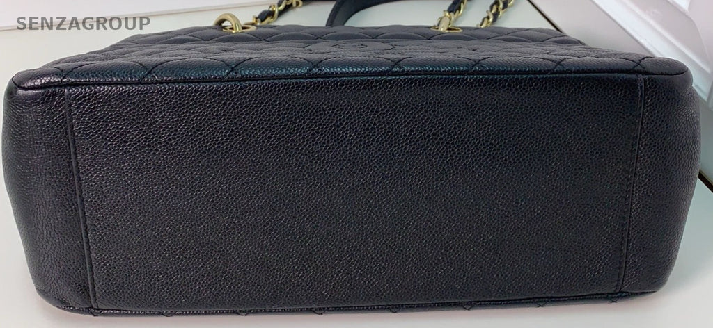 Chanel GST Chain Shoulder Bag Black Gold Used Women Classic Designer