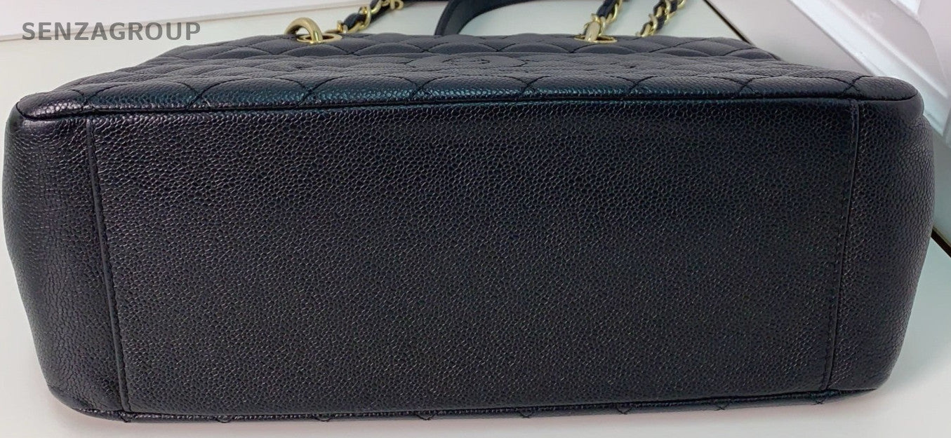 Chanel GST Chain Shoulder Bag Black Gold Used Women Classic Designer