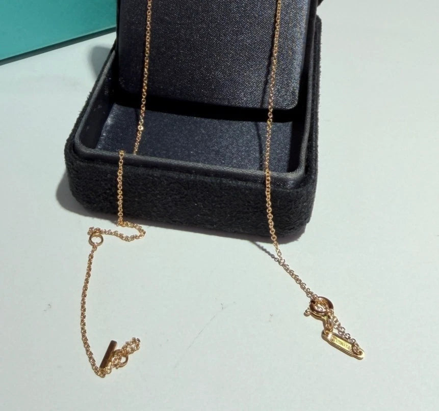 Tiffany &amp; Co. Tiffany T Smile Mini Diamond Necklace 18K Pink Rose Gold