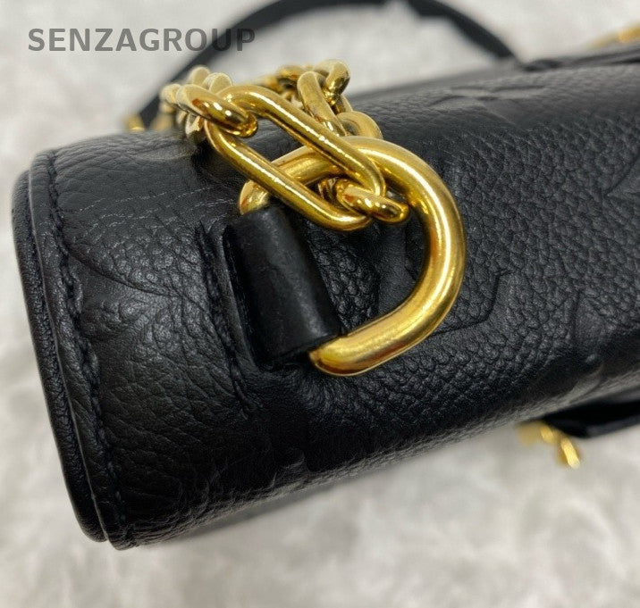 Louis Vuitton Monogram Chain Shoulder Bag Black Gold Women Classic