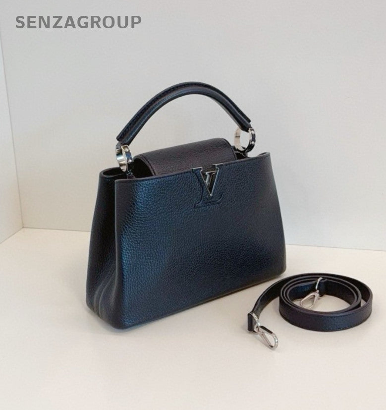 Louis Vuitton Capucines BB Top Handle Shoulder Crossbody Women Bag Blue