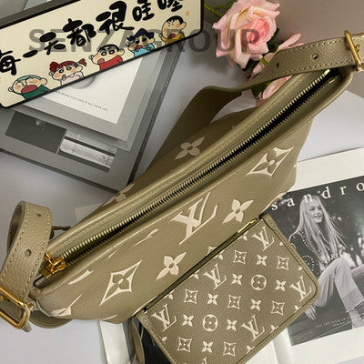 Louis Vuitton Small Carryall Green Gold Shoulder Crossbody Bag Women Fashion