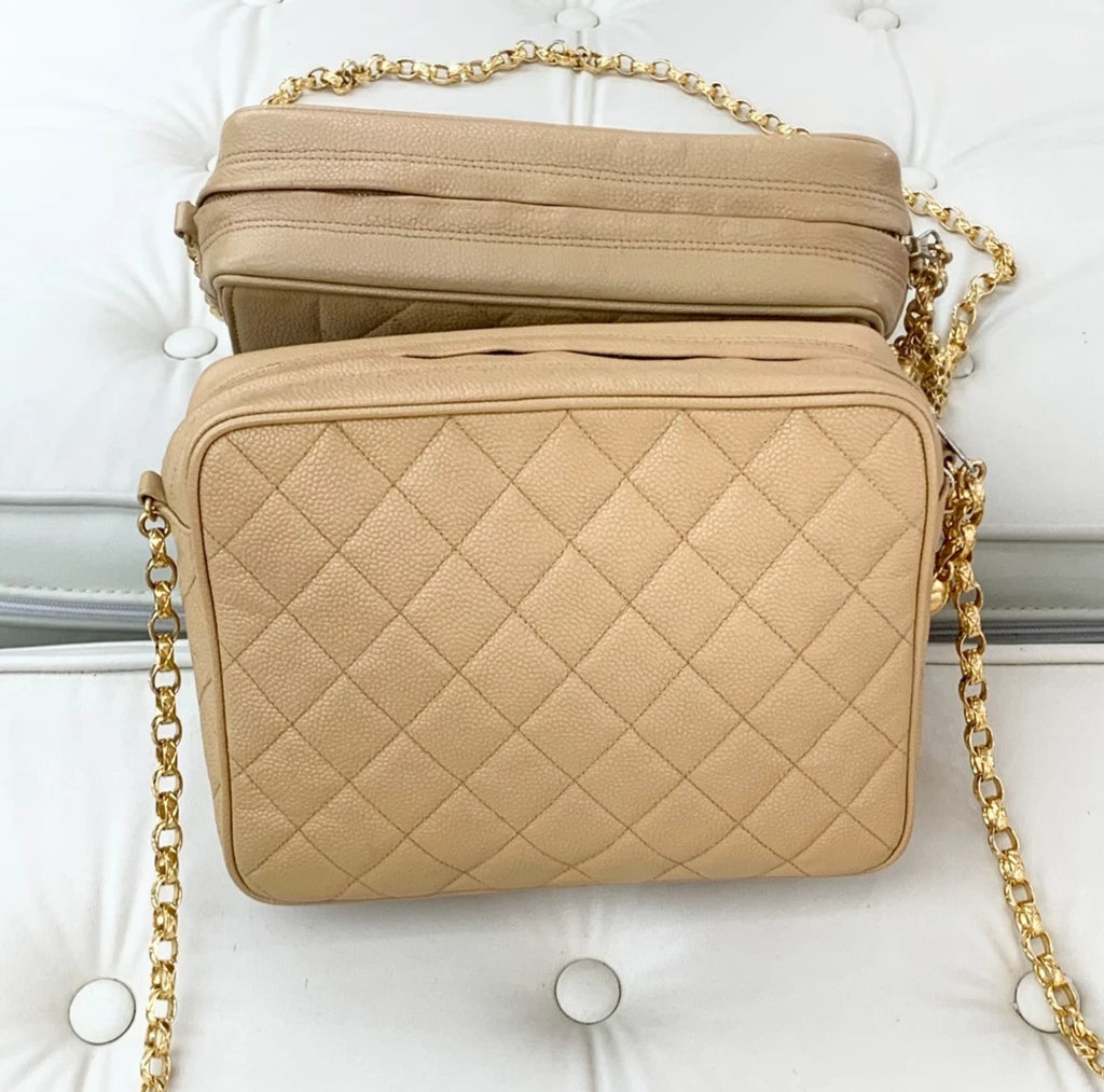 Chanel Calfskin Diamond Gold Chain Shoulder Bag Crossbody Bag Women S