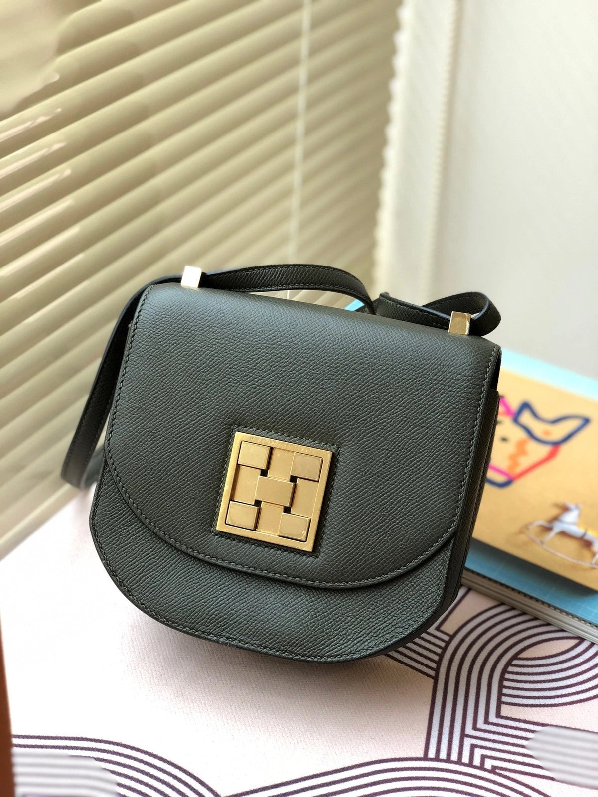 Hermes MOSAIQUE Women Shoulder Bag Jungle Green