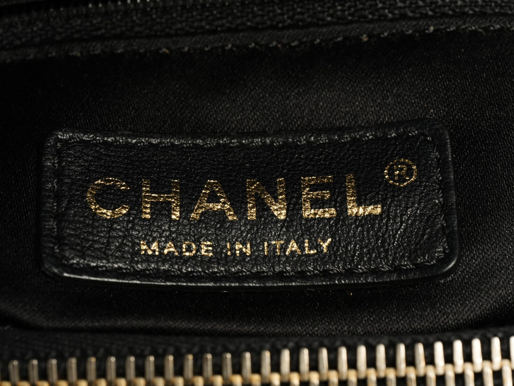 CHANEL Classic Matelasse GST Chain Tote Shoulder Bag Black Gold