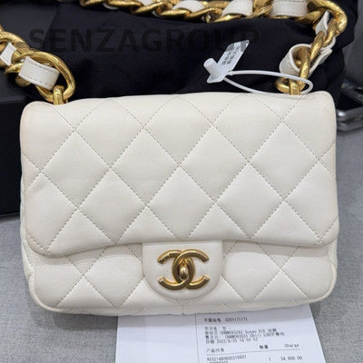 Chanel Classic Flap Quilted Chain Shoulder Bag in White Gold - Women's Fashion