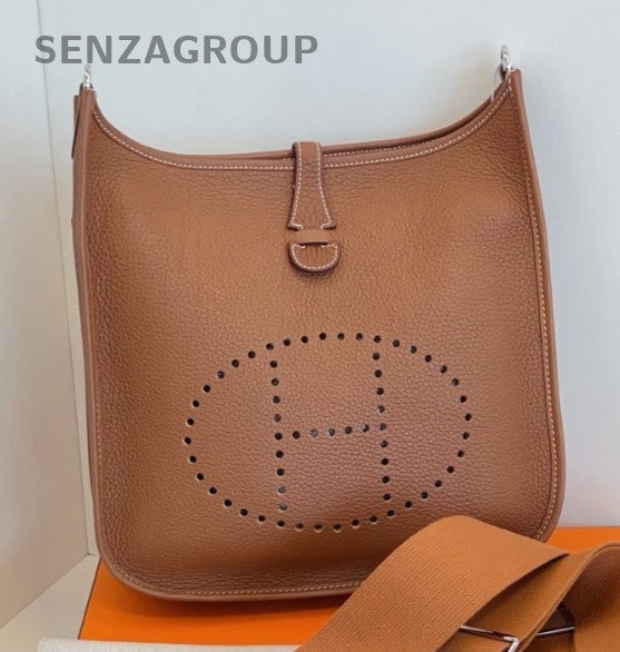 HERMES Evelyne TPM Shoulder Bag Crossbody Brown Gold Used Women Classic