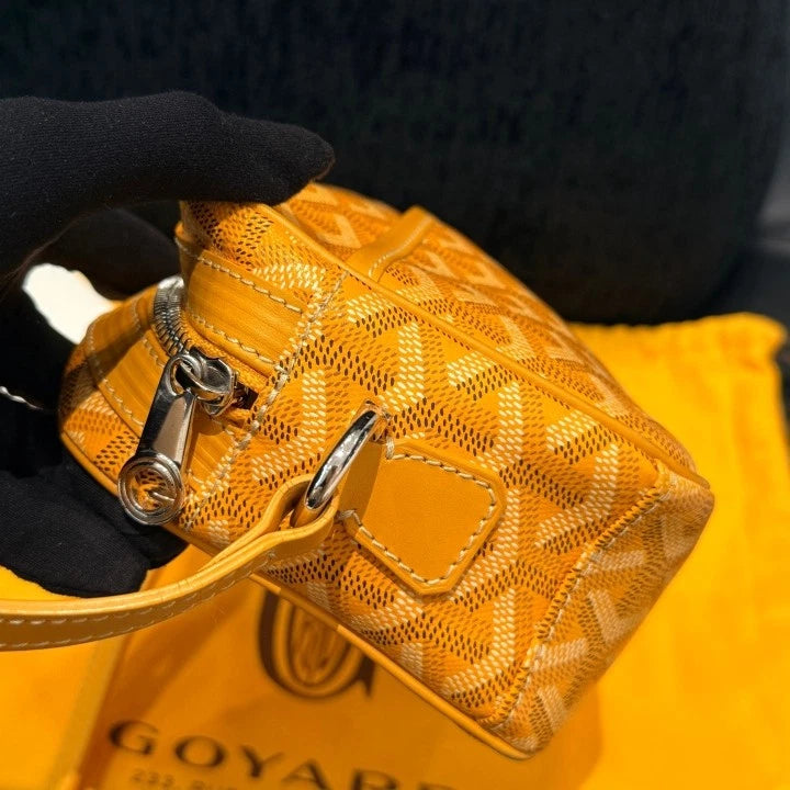 Goyard Canvas Camera Bag Monogram Yellow Silver Shoulder Bag Crossbody Women D