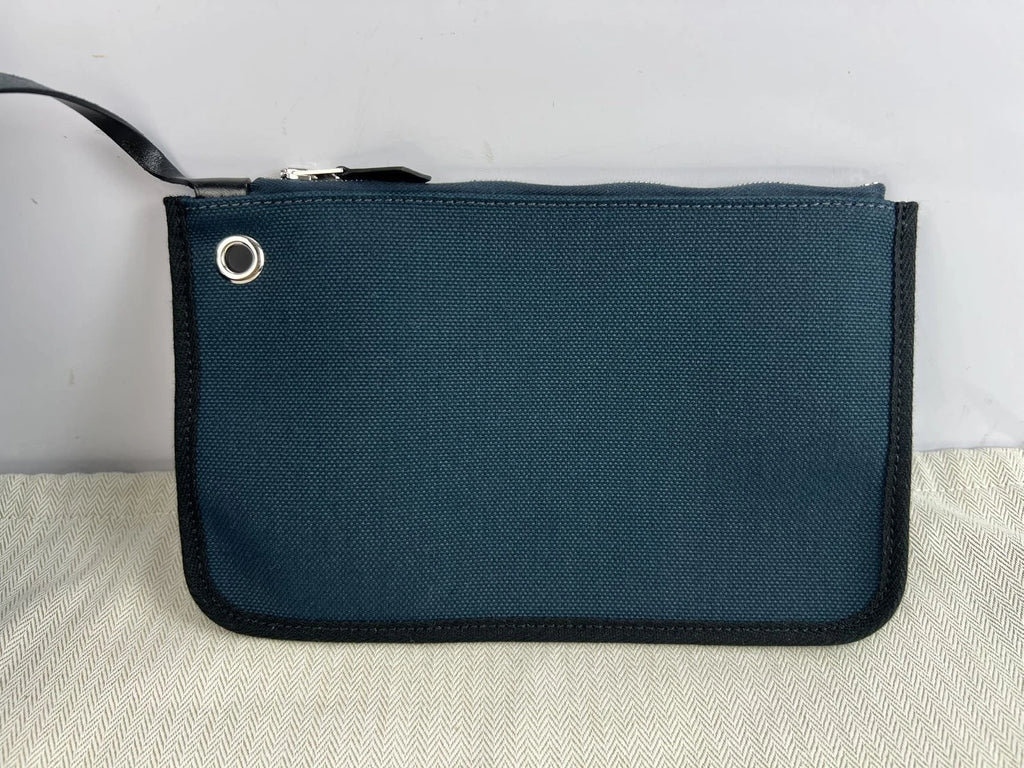 Authentic Hermes Herbag31 Canvas Tote Bag Navy Black For Women