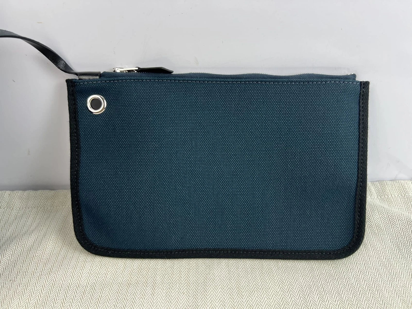 Authentic Hermes Herbag31 Canvas Tote Bag Navy Black For Women