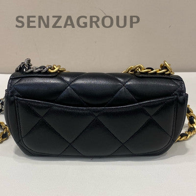 Chanel 19 Quilted Chain Shoulder Bag Black Gold - Fashion Women's Handbag