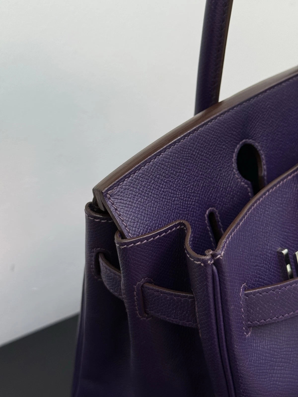 Authentic Hermes Birkin 30 Tote Top Handle Bag Purple Silver Hardware