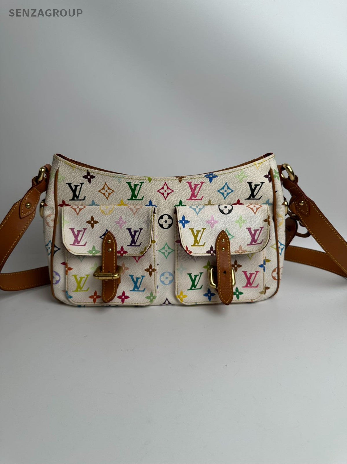 SJ0001  Louis Vuitton LV Monogram Multicolore White Lodge PM Shoulder Bag(Z)