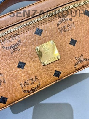 MCM Box Handbag Brown Gold Hardware Women's Classic Crossbody Bag