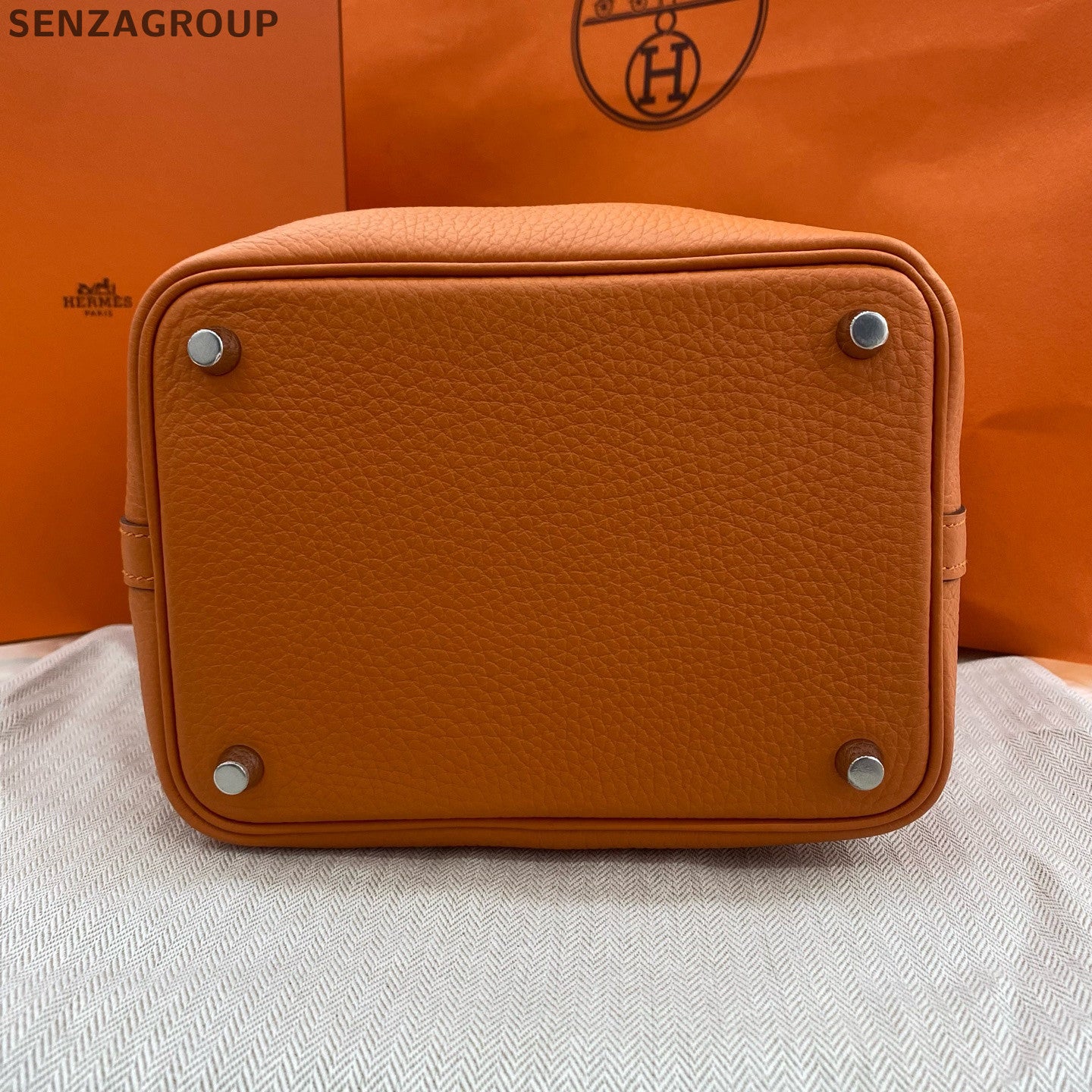 Hermès Picotin Lock Orange Silver Hardware Handbag Shoulder Bag