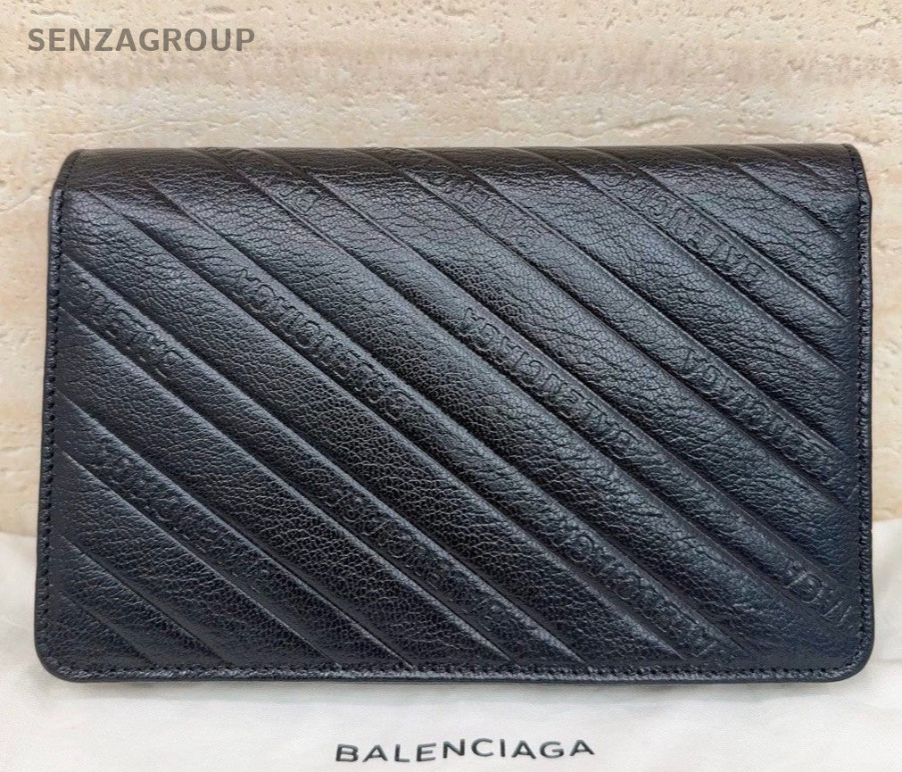 Balenciaga WOC Chain Shoulder Bag Black Gold Used Women Classic