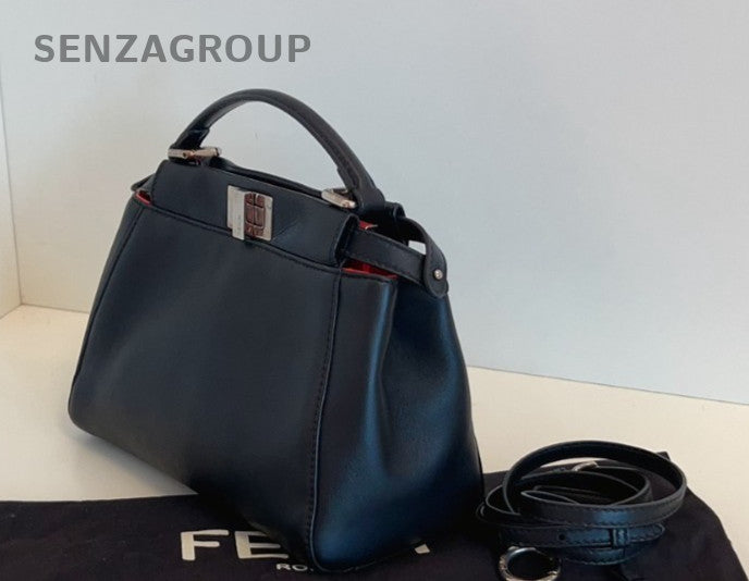 Fendi peekaboo mini Top Handle Shoulder Crossbody Bag Women Black