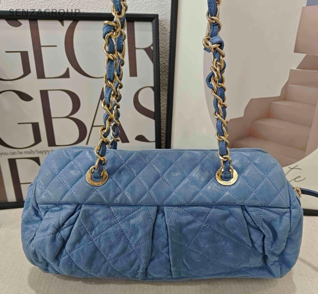 CHANEL CC Logo Chain Shoulder bag Blue Gold Women Classic