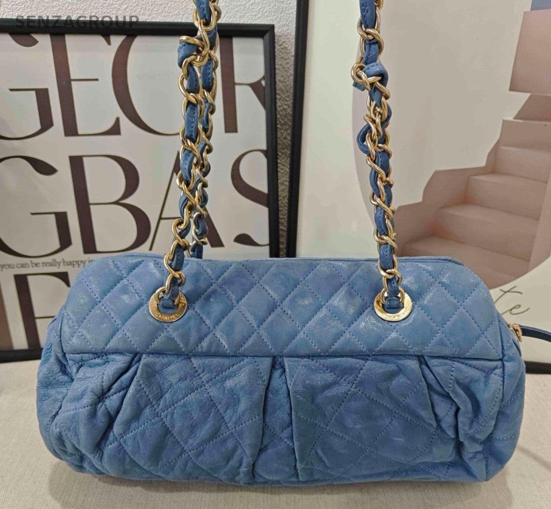 CHANEL CC Logo Chain Shoulder bag Blue Gold Women Classic