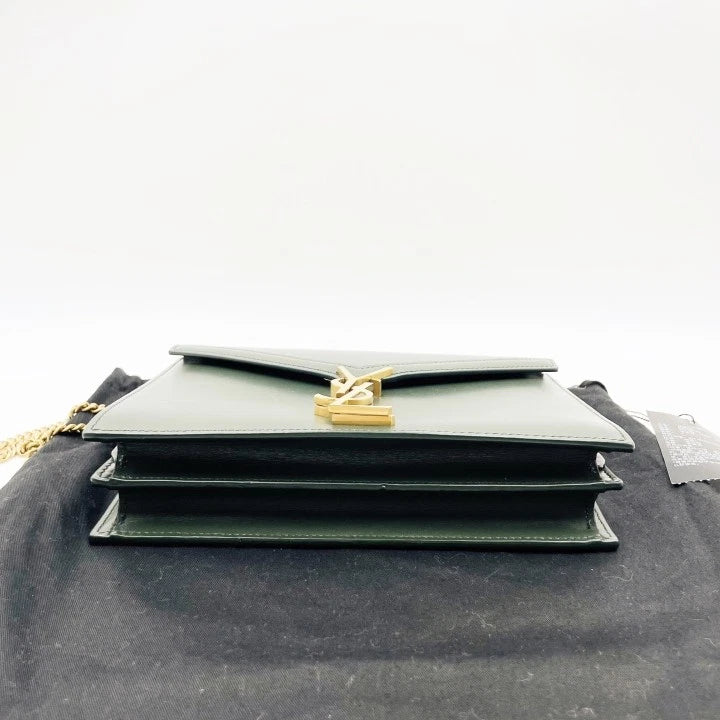 YSL Cassandra Green Calfskin Shoulder Crossbody Bag For Women