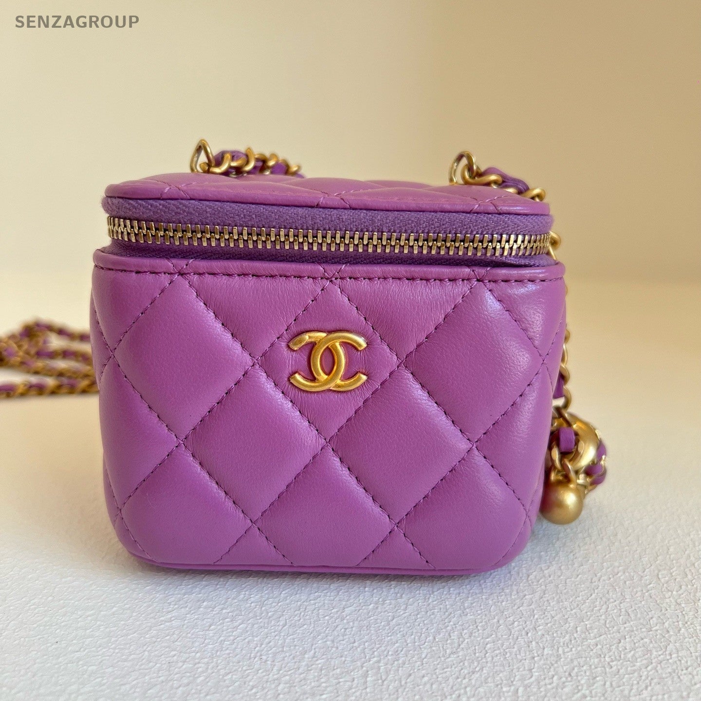 CHANEL 22S Box Lambskin Chain SHoulder bag Crossbody Women Purple Gold