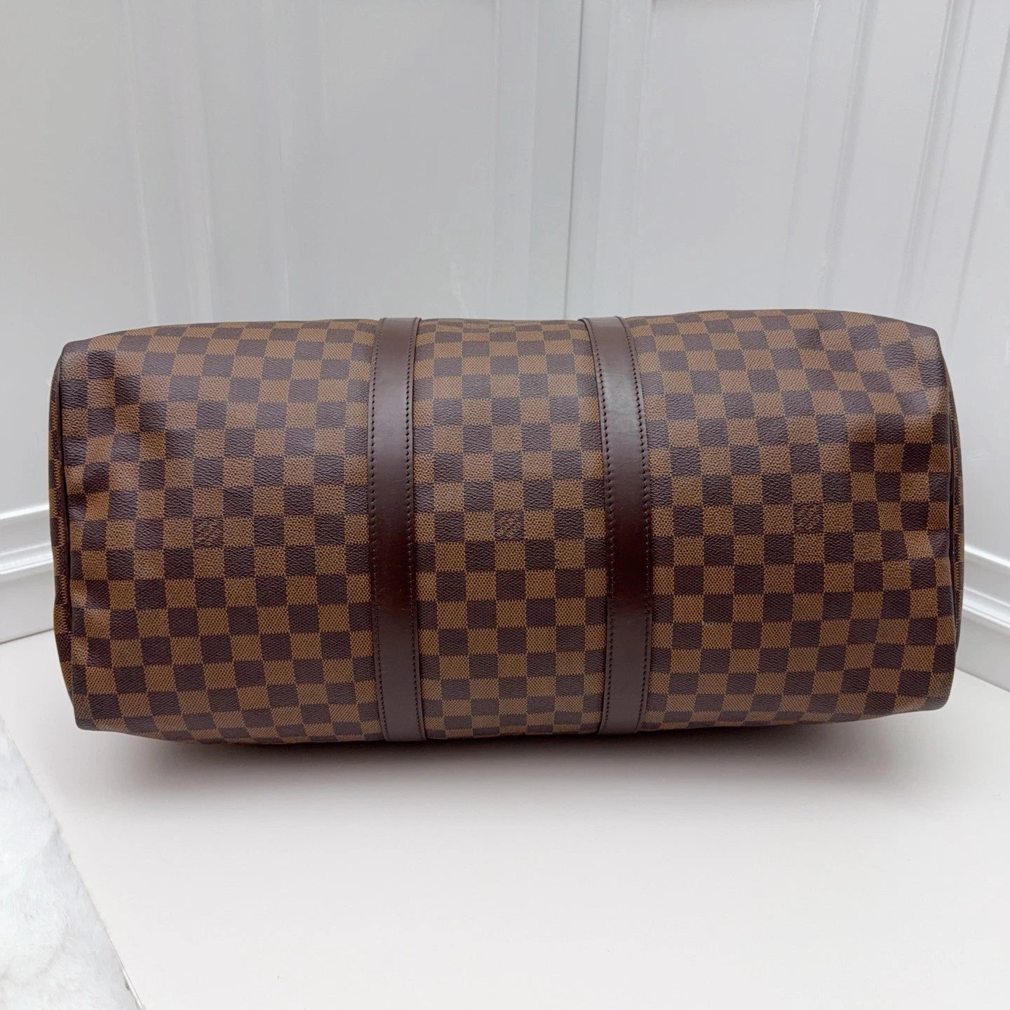 Louis Vuitton Keepall50 Dami<wbr/>er Ebene Top Handle Bag Brown Women