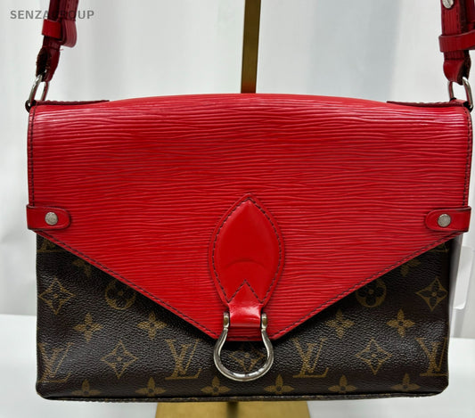Louis Vuitton RED Epi Leather  Monogram Saint-Michel Shoulder Crossbody bag