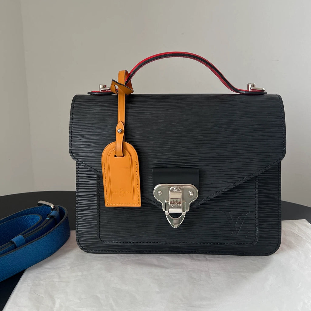 Louis Vuitton Noe Epi Leather Black Silver Crossbody Handbag Excellent