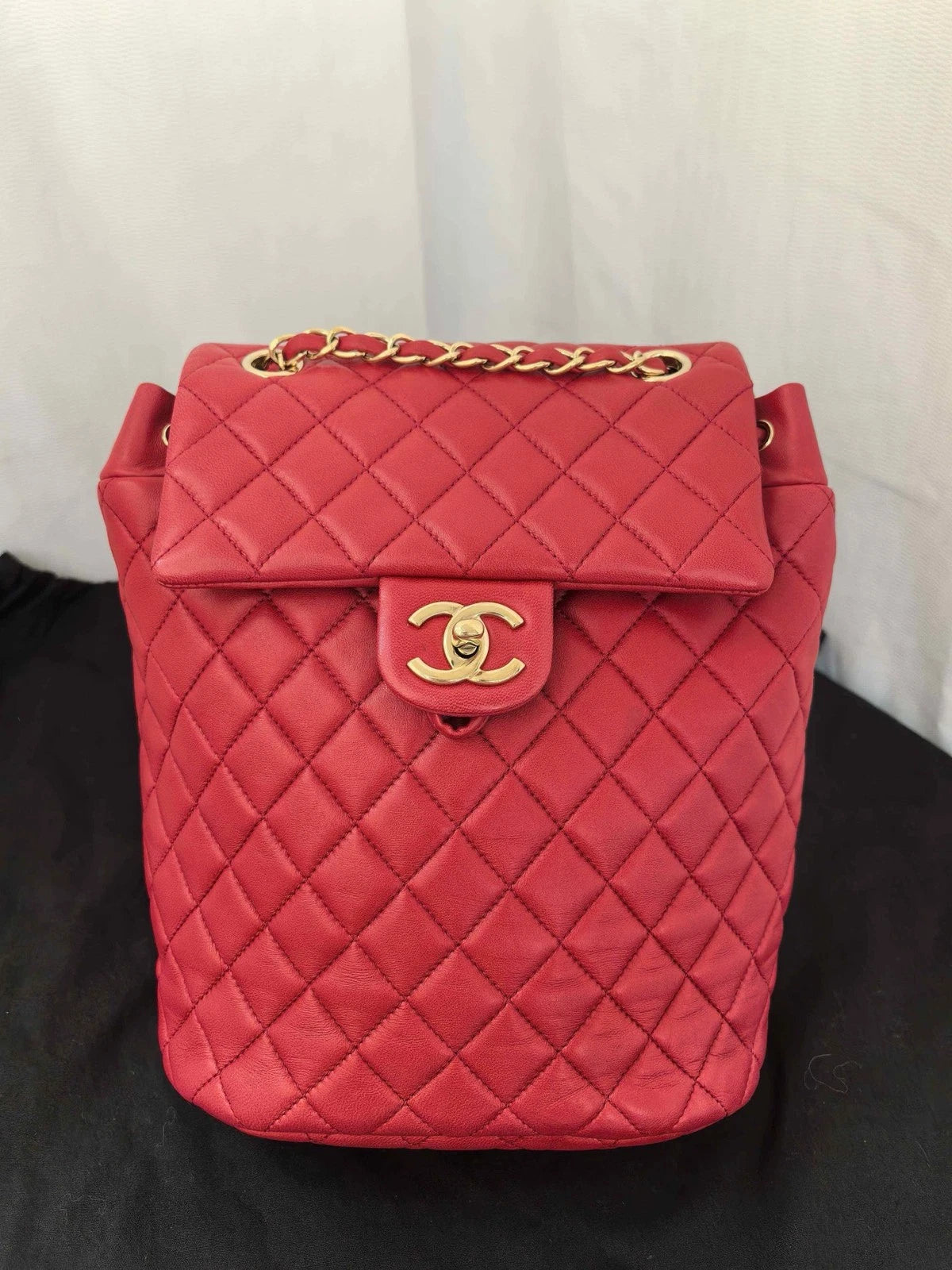 CHANEL Timeless Matelasse Lambskin Backpack Women's Red Quilted CC Turnlock