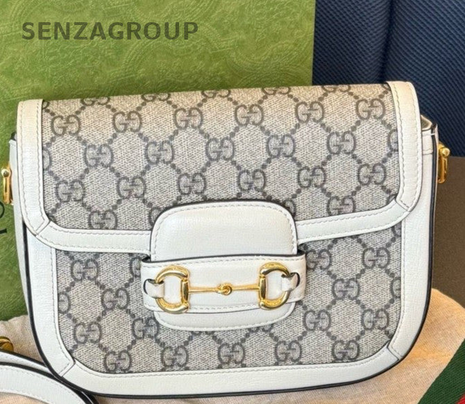 Gucci Saddle Mini Shoulder Bag Crossbody White Gold Women Classic Designer